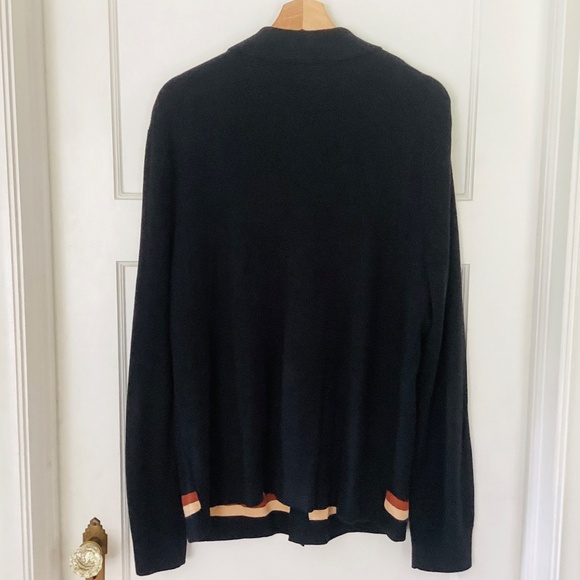 Express Men’s Button Up Collated Sweater Size L Cotton Preppy Brown Black Woven - Picture 11 of 13